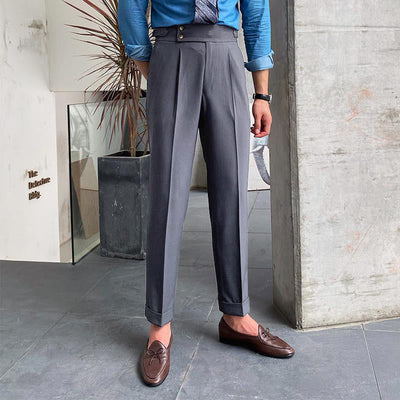 Men's British Style Drape High Waist Straight Pants