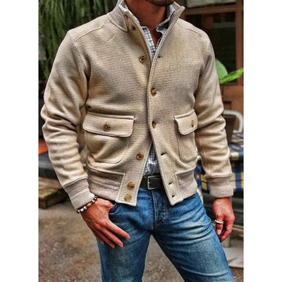 Men's Stand Collar Solid Color Jacket