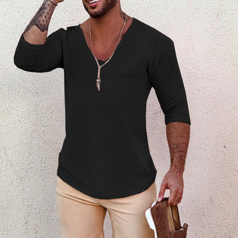 Men's Casual Long-Sleeved Thin V-Neck Knitwear