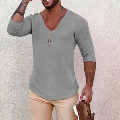 Men's Casual Long-Sleeved Thin V-Neck Knitwear