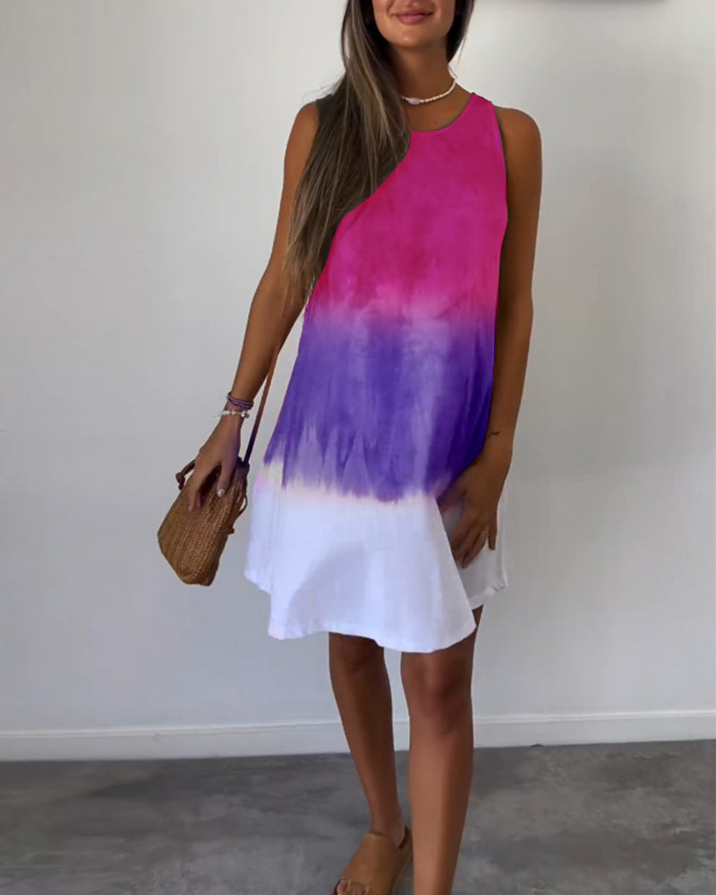 Sleeveless color block casual dress