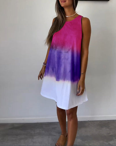 Sleeveless color block casual dress