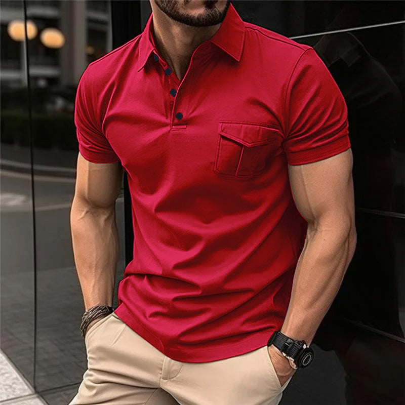 Men's Casual Slim Lapel Short Sleeve Polo Shirt