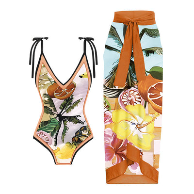 Summer abstract fruit print swimsuit