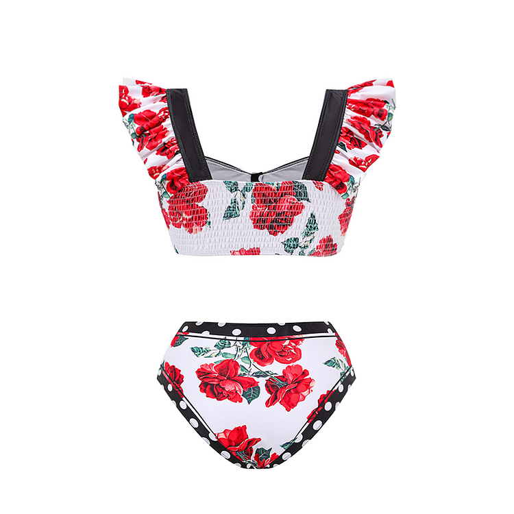 Unique Rose Print Swimsuit