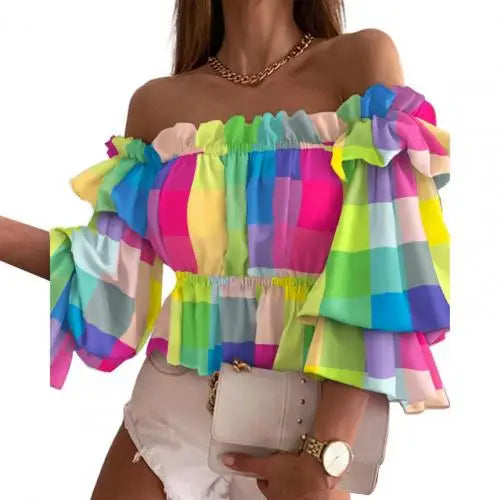 Multi-Layered Flare Sleeve Off-Shoulder Top