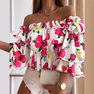 Multi-Layered Flare Sleeve Off-Shoulder Top