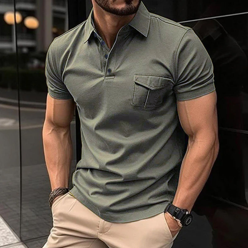 Men's Casual Slim Lapel Short Sleeve Polo Shirt