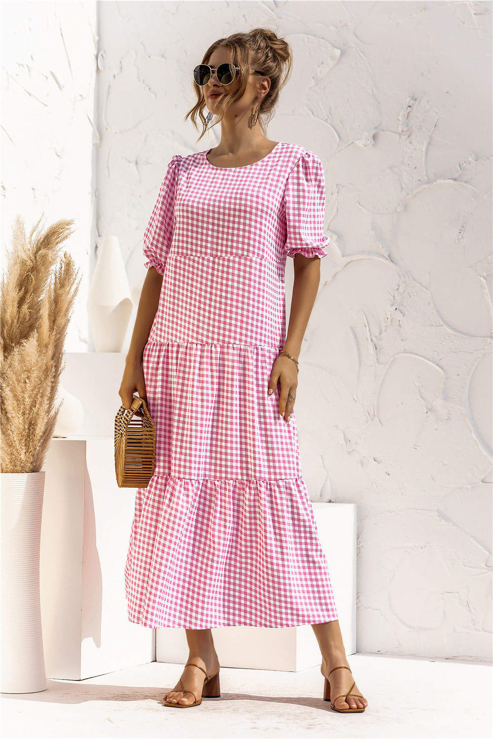 Lila | Puff Sleeve Plaid Dress