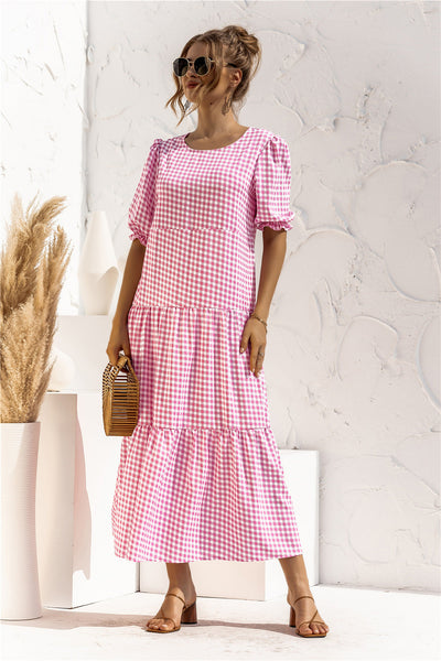 Lila | Puff Sleeve Plaid Dress