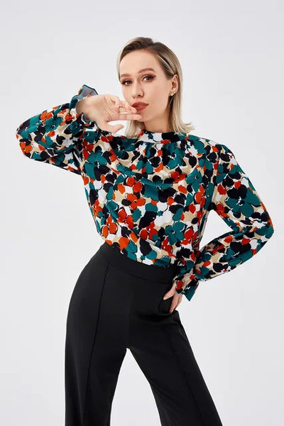 Breeze Printed Stand Neck Blouse