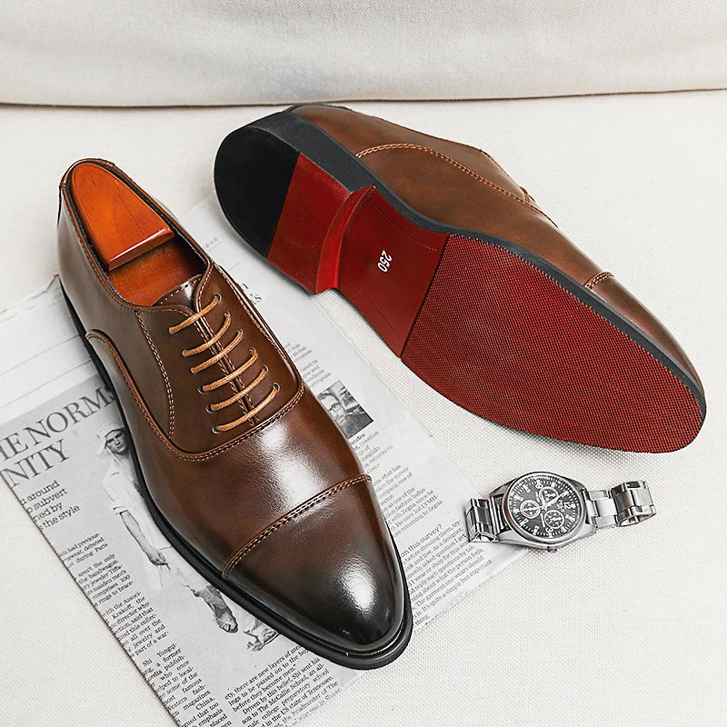 Luca Giordano Genuine Leather Oxford Shoes