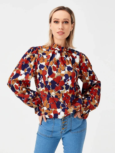 Breeze Printed Stand Neck Blouse