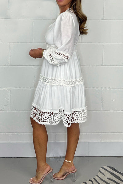 Lily | V-Neck Lace Cotton Dress