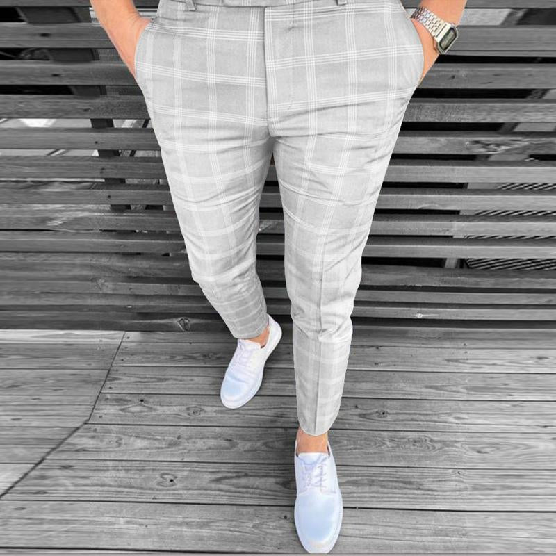 Men's Business Casual Plaid Trousers