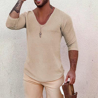 Men's Casual Long-Sleeved Thin V-Neck Knitwear