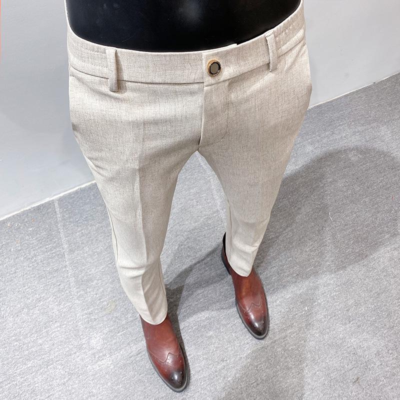 Men's Solid Color Slim Fit Linen Trousers