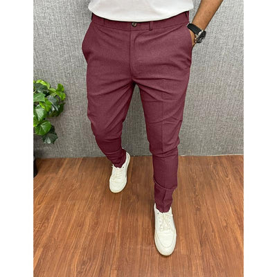 Men's Solid Color Casual Slim Straight Pants