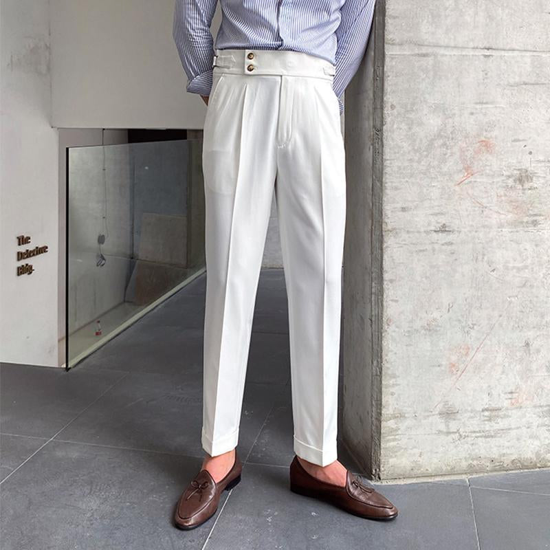 Men's British Style Drape High Waist Straight Pants