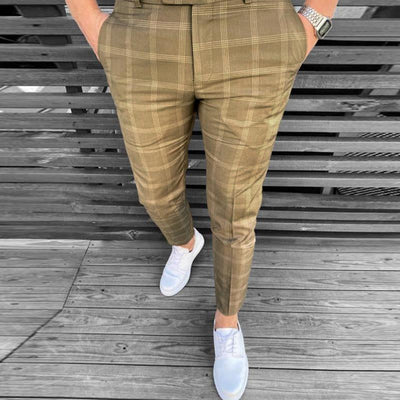 Men's Business Casual Plaid Trousers