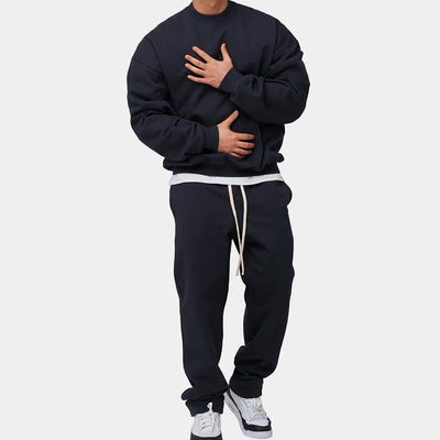 Men's Solid Loose Sweatshirt Set