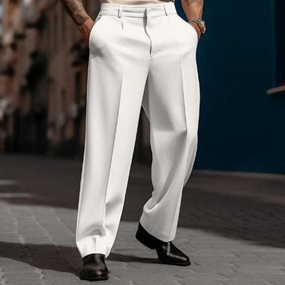 Men's Business Solid Color Slant Pockets Straight-Leg Suit Pants