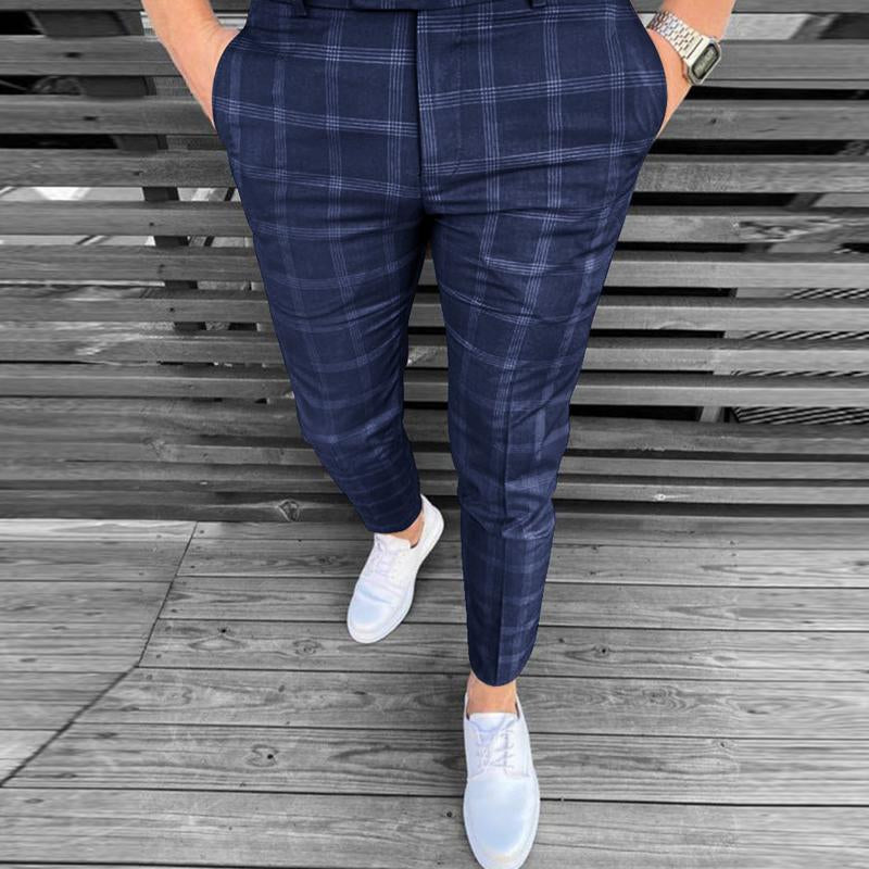 Men's Business Casual Plaid Trousers