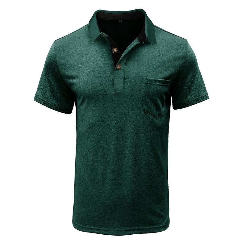 Men's Casual Lapel Patch Pocket Short Sleeve Polo