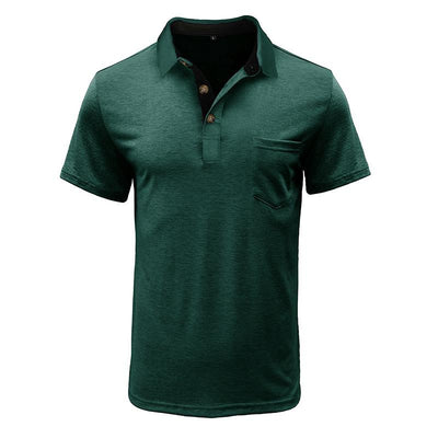 Men's Casual Lapel Patch Pocket Short Sleeve Polo