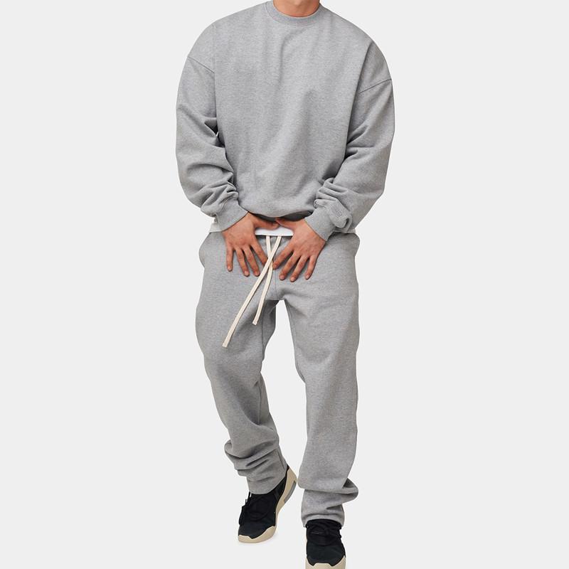 Men's Solid Loose Sweatshirt Set