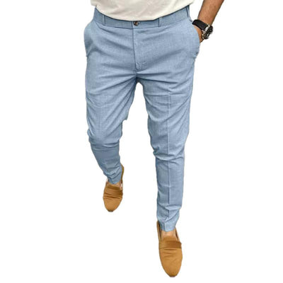 Men's Solid Color Casual Slim Straight Pants