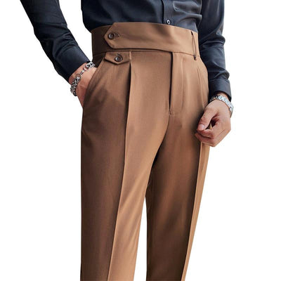 Men's British Style High Waist Straight Suit Pants