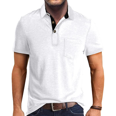 Men's Casual Lapel Patch Pocket Short Sleeve Polo