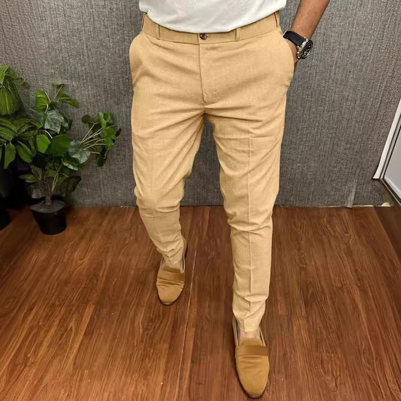 Men's Solid Color Casual Slim Straight Pants