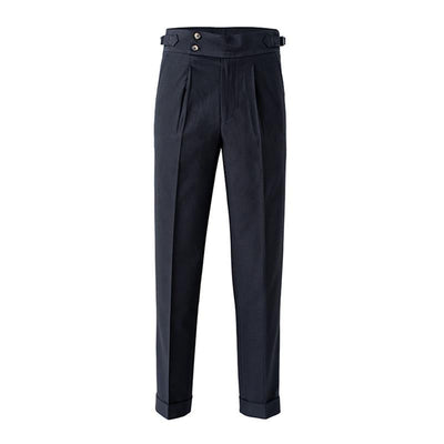 Men's British Style Drape High Waist Straight Pants