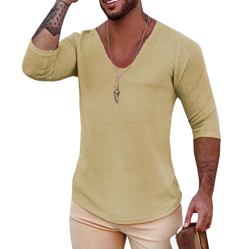 Men's Casual Long-Sleeved Thin V-Neck Knitwear