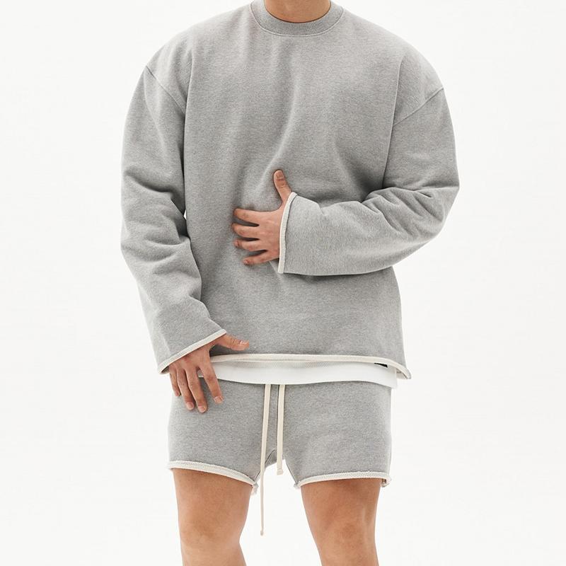 Men's Fashion Rolled Sweatshirt Shorts Set