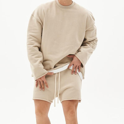 Men's Fashion Rolled Sweatshirt Shorts Set