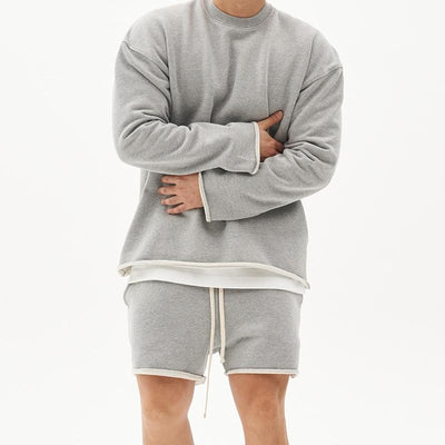 Men's Fashion Rolled Sweatshirt Shorts Set