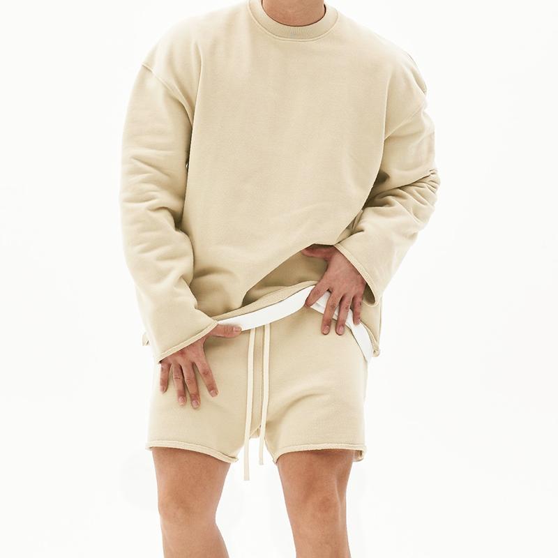 Men's Fashion Rolled Sweatshirt Shorts Set