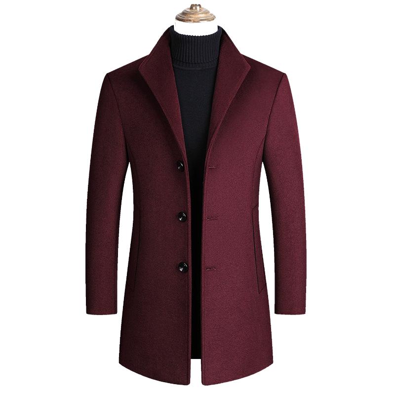 Men's Lapel Single Breasted Woolen Coat