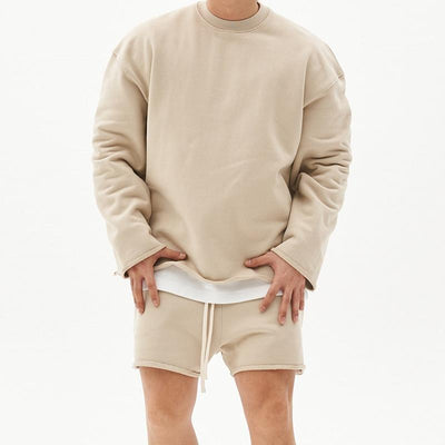 Men's Fashion Rolled Sweatshirt Shorts Set