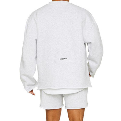 Men's Fashion Solid Color Loose Rolled Sweatshirt Shorts Set