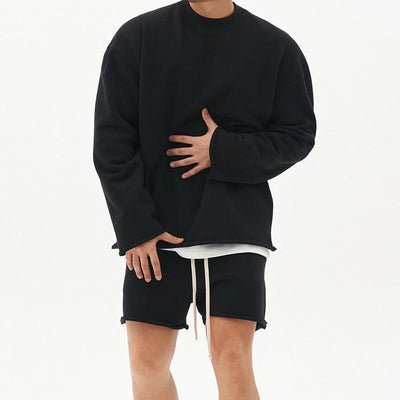 Men's Fashion Rolled Sweatshirt Shorts Set