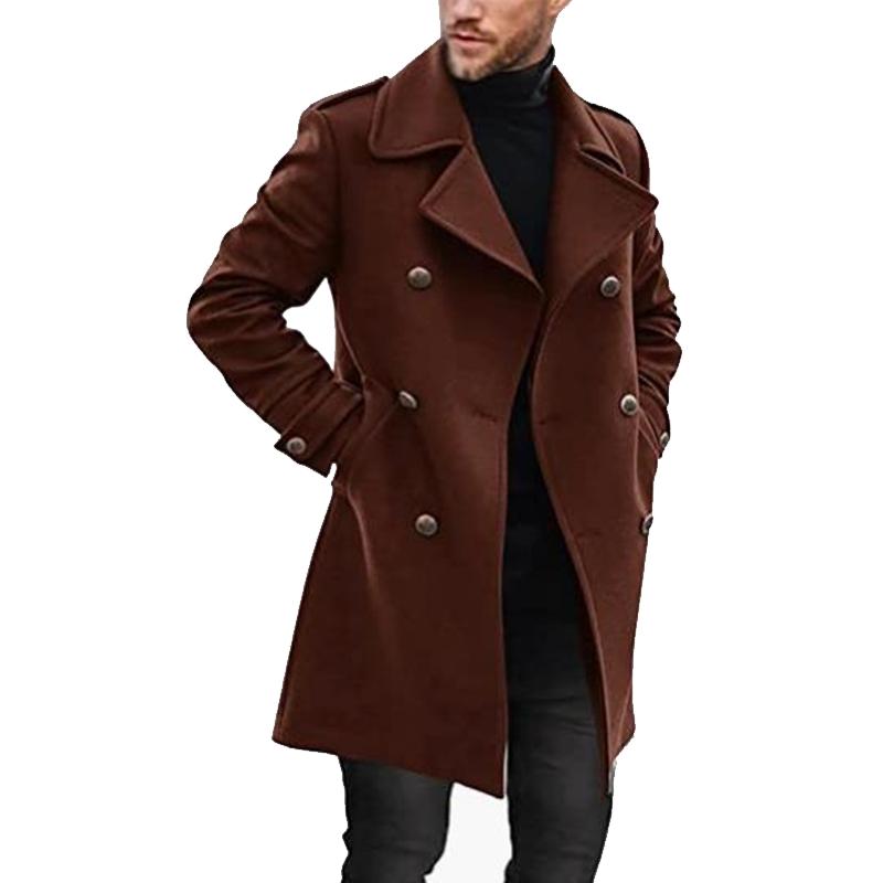 Men's Lapel Double Breasted Mid-length Coat