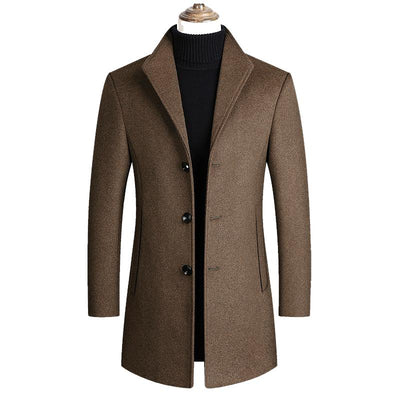 Men's Lapel Single Breasted Woolen Coat